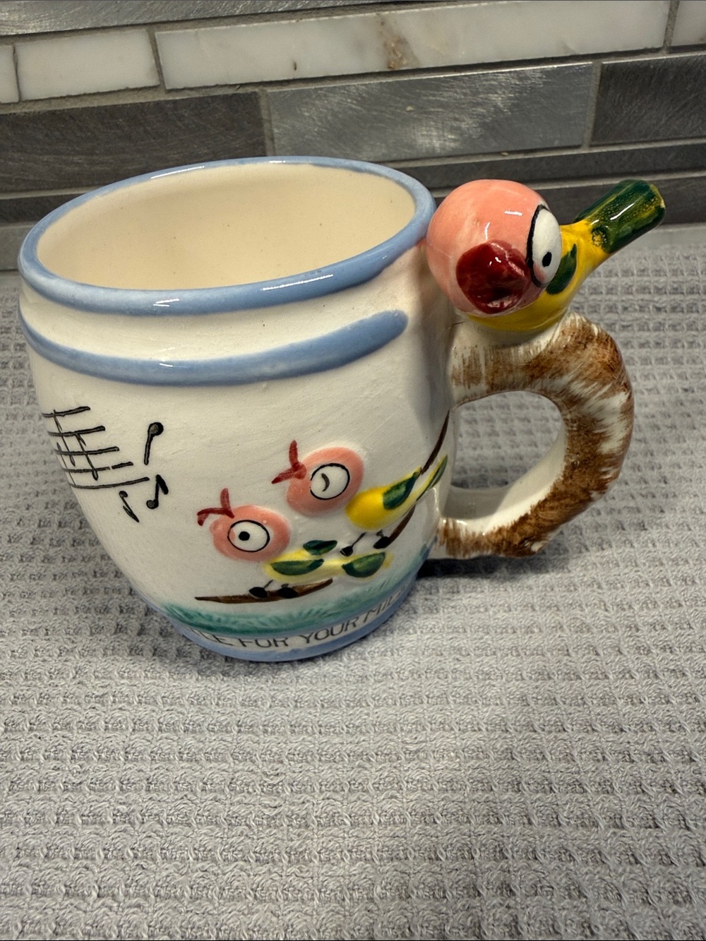 “Whistle for your Milk” 1950s Child’s Mug